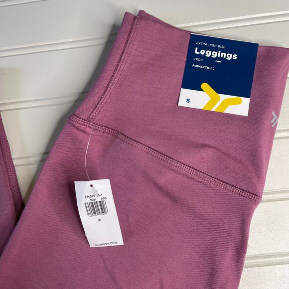 NWT OLD NAVY Pink Extra High Rise Crop Powerchill Workout Athletic Leggings Sz S - Picture 2 of 6